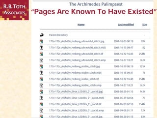 www.rbtoth.comwww.rbtoth.com
“Pages Are Known To Have Existed”
 