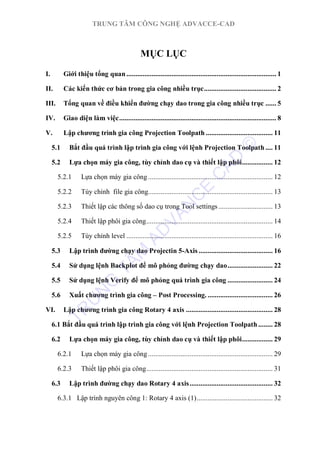 TRUNG TÂM CÔNG NGHỆ ADVACCE-CAD
MỤC LỤC
I. Giới thiệu tổng quan..............................................................