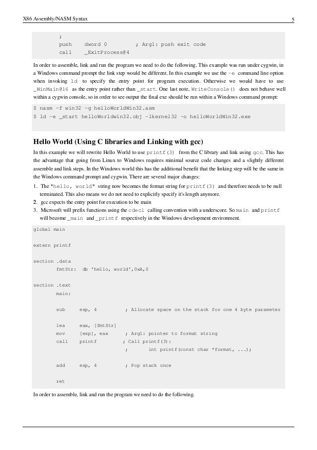 X86 assembly nasm syntax