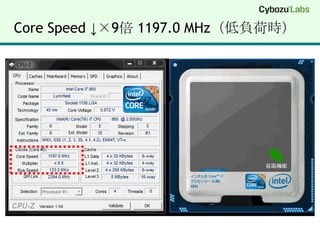 Core Speed ↓×9倍1197.0 MHz（低負荷時）