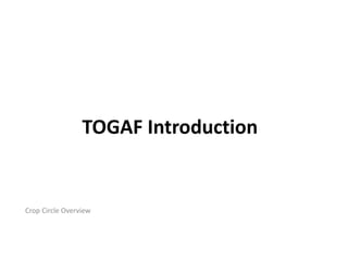 TOGAF Introduction 
Crop Circle Overview 
 