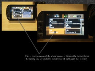 This is how you control the white balance it focuses the footage from
the setting you are in due to the amount of lighting in that location
 