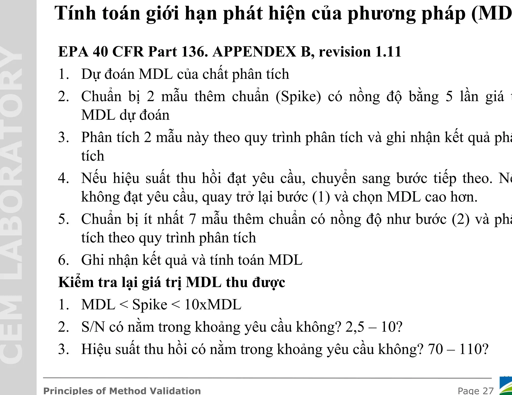 Xac nhan gia tri su dung cua phuong phap method validation | PDF