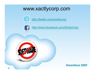 www.xactlycorp.com
        http://twitter.com/xactlycorp

        http://www.facebook.com/XactlyCorp




30
 