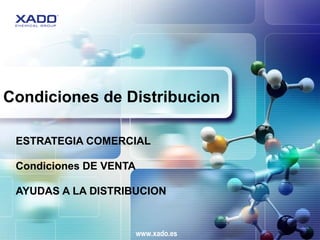 Condiciones de Distribucion

 ESTRATEGIA COMERCIAL

 Condiciones DE VENTA

 AYUDAS A LA DISTRIBUCION


                        www.xado.es
 