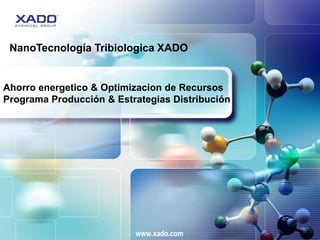 NanoTecnología Tribiologica XADO


Ahorro energetico & Optimizacion de Recursos
Programa Producción & Estrategias Distribución




                          www.xado.com
 