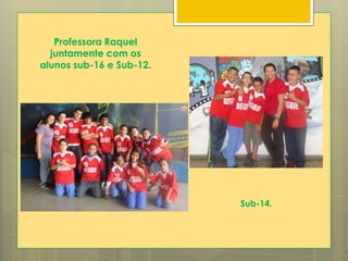 Professora Raquel
juntamente com os
alunos sub-16 e Sub-12.
Sub-14.
 