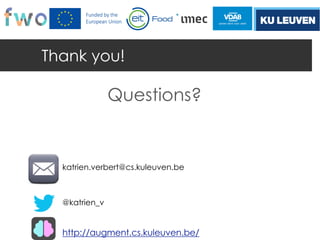 Questions?
katrien.verbert@cs.kuleuven.be
@katrien_v
Thank you!
http://augment.cs.kuleuven.be/
 