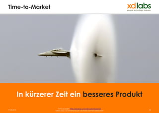 Time-to-Market




             In kürzerer Zeit ein besseres Produkt
                            Fotocopyright: http://pixabay.com/de/users/tpsdave/
17.04.2013              Lizenz: CC0 1.0 Universal (CC0 1.0) Public Domain Dedication   34
 
