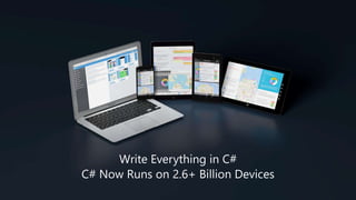 Write Everything in C#
C# Now Runs on 2.6+ Billion Devices
 