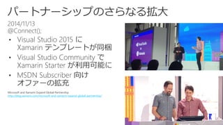 ? 
? 
? 
Microsoft and XamarinExpand Global Partnershiphttp://blog.xamarin.com/microsoft-and-xamarin-expand-global-partnership/  