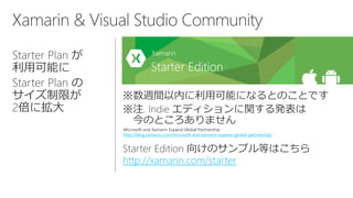 http://xamarin.com/starter 
Microsoft and XamarinExpand Global Partnershiphttp://blog.xamarin.com/microsoft-and-xamarin-expand-global-partnership/  