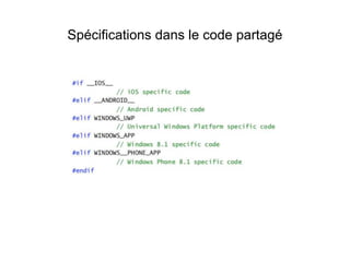 Spécifications dans le code partagé
 