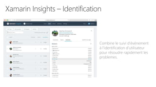 Combine le suivi d’événement
à l’identification d’utilisateur
pour résoudre rapidement les
problemes.
 