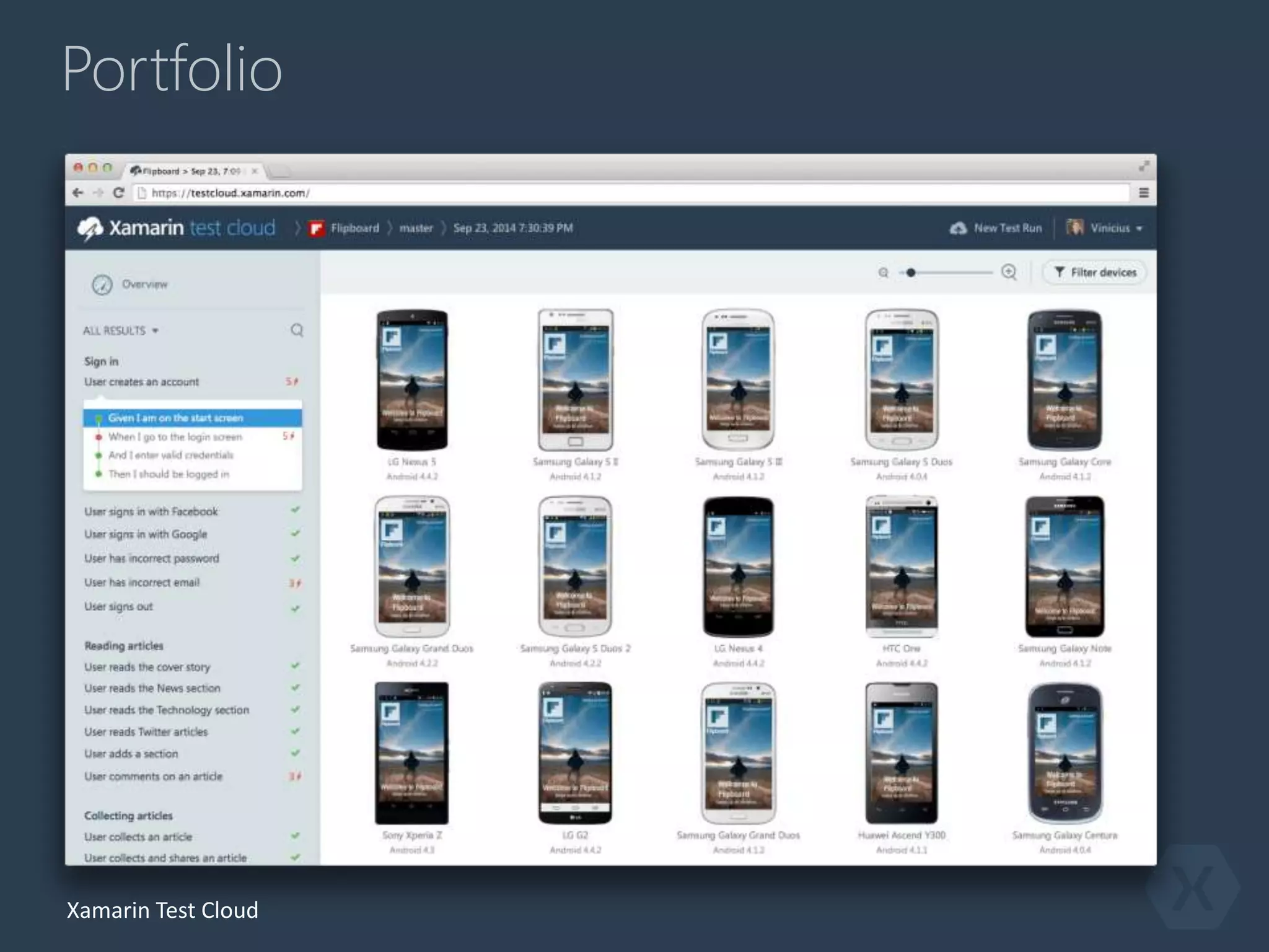 Portfolio
Xamarin Test Cloud
 
