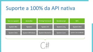 Suporte a 100% da API nativa
 