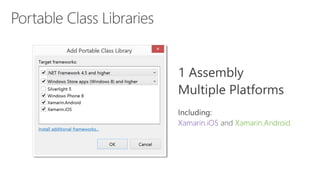 Xamarin.iOS Xamarin.Android
 