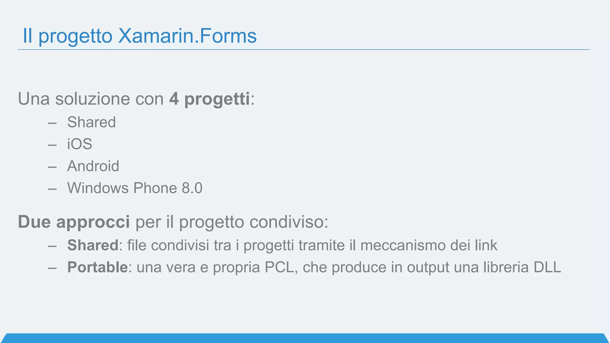 Oggi parleremo di…
Xamarin.Forms
 