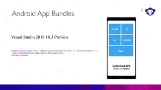 Android App Bundles
Visual Studio 2019 16.3 Preview
 