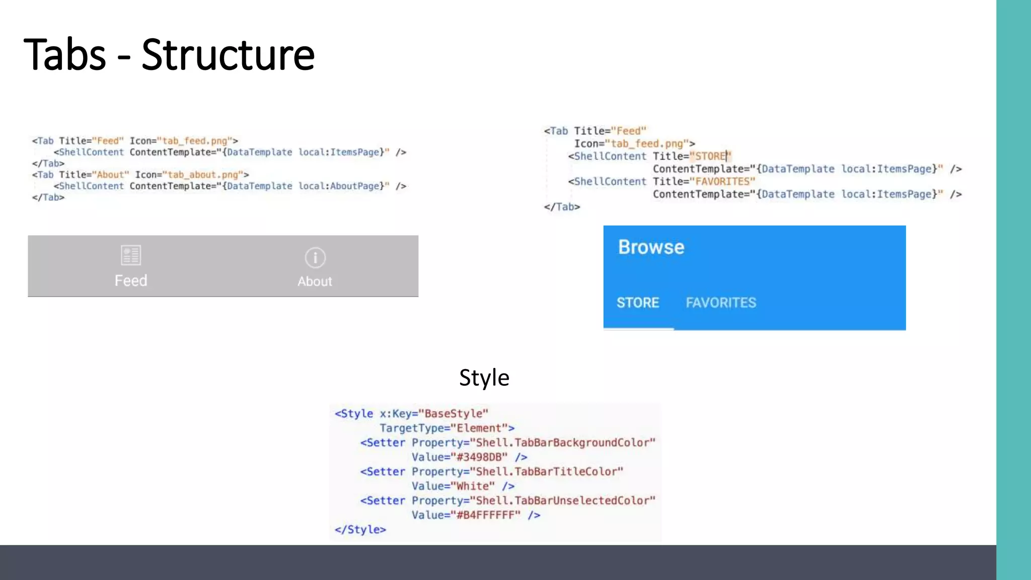 Tabs - Structure
Style
 