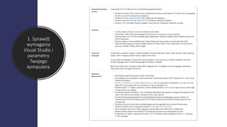 1. Sprawdź
wymagania
Visual Studio i
parametry
Twojego
komputera
 