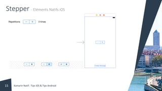 Stepper - Eléments Natifs iOS
Xamarin Natif : Tips iOS & Tips Android15
 