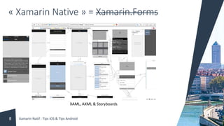 « Xamarin Native » = Xamarin.Forms
XAML, AXML & Storyboards
Xamarin Natif : Tips iOS & Tips Android8
 