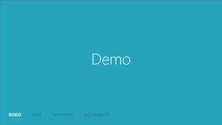 The future of appsBUILD TEST MONITOR ACCELERATE
Demo
 