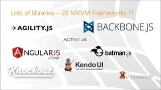 Lots of libraries – 20 MVVM Frameworks ?!
 