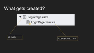 What gets created?
UI- XAML
CODE BEHIND - C#
 