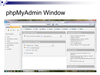 phpMyAdmin Window
 