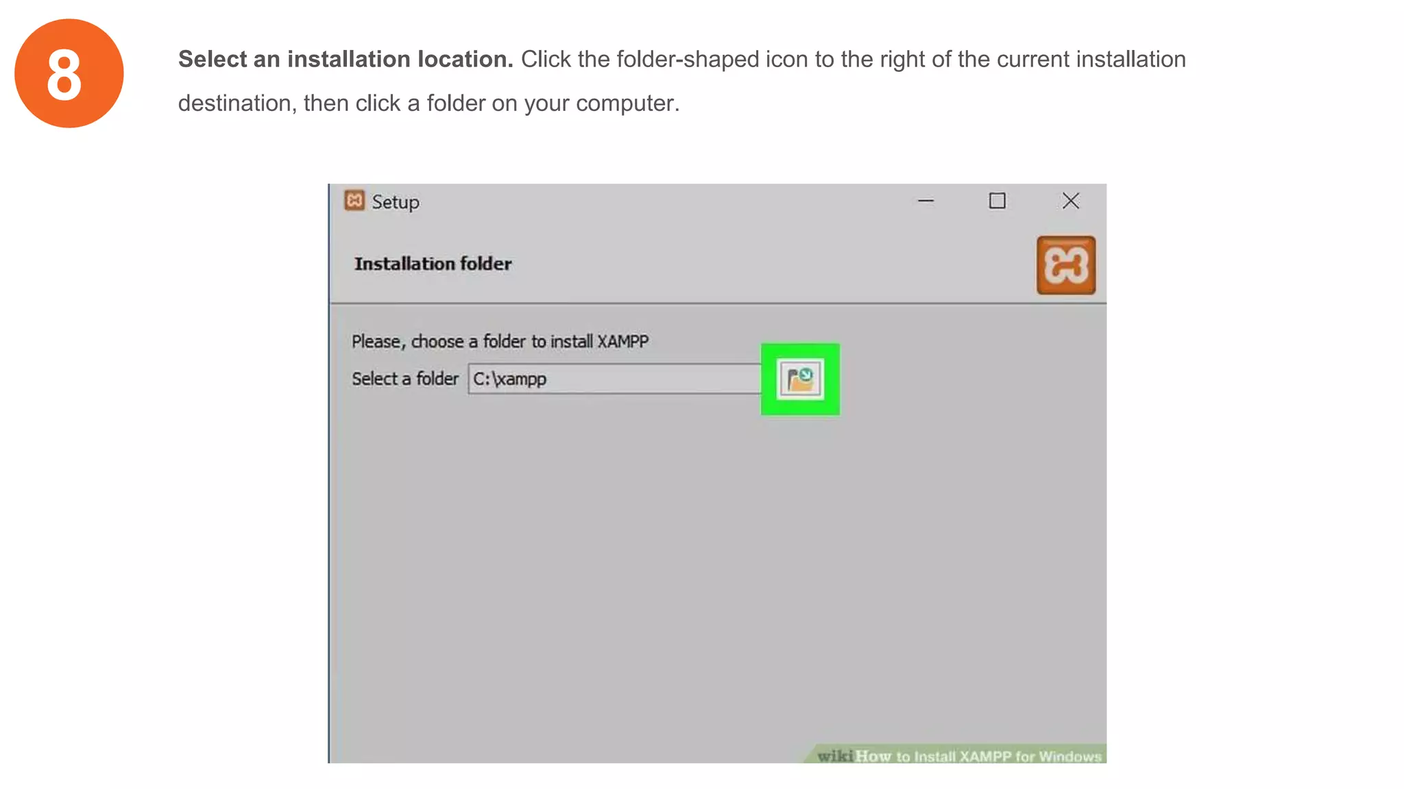 8 Select an installation location. Click the folder-shaped icon to the right of the current installation
destination, then click a folder on your computer.
 