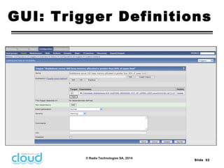 GUI: Trigger Definitions 
Slide 32 
© Radix Technologies SA, 2014 
 
