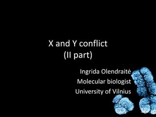 X and Y conflict
    (II part)
        Ingrida Olendraitė
       Molecular biologist
       University of Vilnius
 