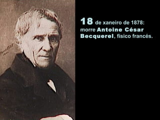 18 de xaneiro de 1878:
morre Antoine César
Becquerel, físico francés.
 