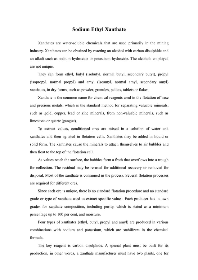 Sodium Ethyl Xanthate | PDF | Chemistry | Science