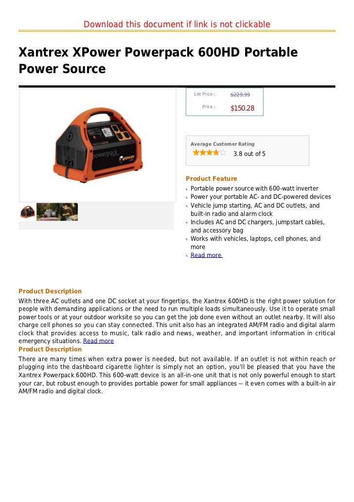 Xantrex x power powerpack 600 hd portable power source