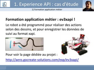 Formation application métier : ev3xapi !
Le robot a été programmé pour réaliser des actions
selon des dessins, et pour enr...