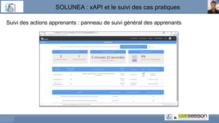 SOLUNEA : xAPI et le suivi des cas pratiques
Suivi des actions apprenants : panneau de suivi général des apprenants
 