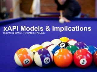 xAPI Models & ImplicationsMEGAN TORRANCE, TORRANCELEARNING
 