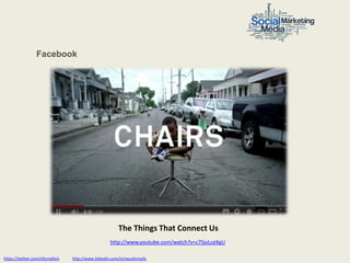 Facebook




                                                         The Things That Connect Us
                                                    http://www.youtube.com/watch?v=c7SjvLceXgU

https://twitter.com/nfornellsm   http://www.linkedin.com/in/neusfornells
 