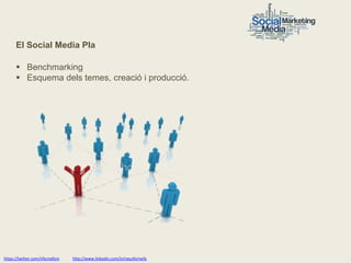 El Social Media Pla

       Benchmarking
       Esquema dels temes, creació i producció.




https://twitter.com/nfornellsm   http://www.linkedin.com/in/neusfornells
 
