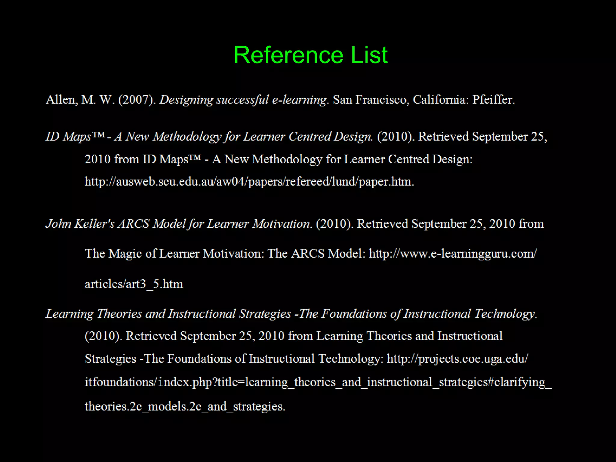 REFERENCE LIST Reference List 