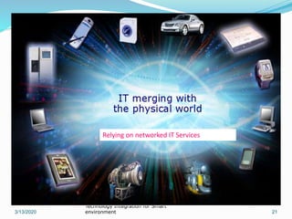 3/13/2020
Technology Integration for Smart
environment 21
Relying on networked IT Services
 