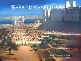 L’ESPAI D’ASSENTAMENT

Fig.7 reconstrució de la
ciutat de menfis. al fons.

 