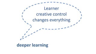 Learner
creative control
changes everything
deeper learning
 