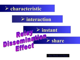 New Media and News interaction  ,[object Object],[object Object],[object Object],[object Object],Relay  Dissemination Effect 