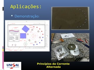 Aplicações:
 Demonstração:
Princípios da Corrente
Alternada
 