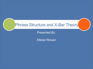 Phrase Structure and X-Bar Theory
Presented By:
Afshan Rizwan
 