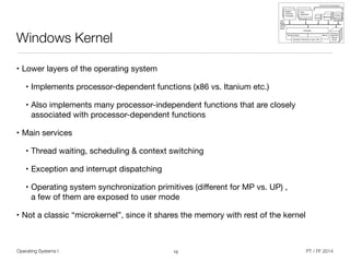 Windows System Structure Operating Systems 1 (4/12) - Architectures (Windows) | PDF